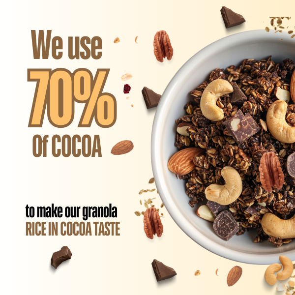 70% Dark cocoa granola